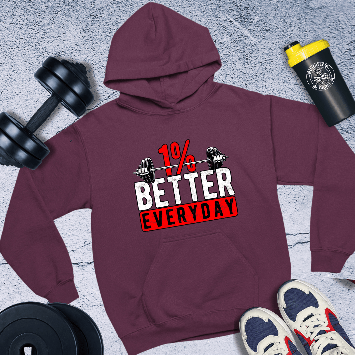 Hoodie Maroon / S 1% Better Everyday Hoodie