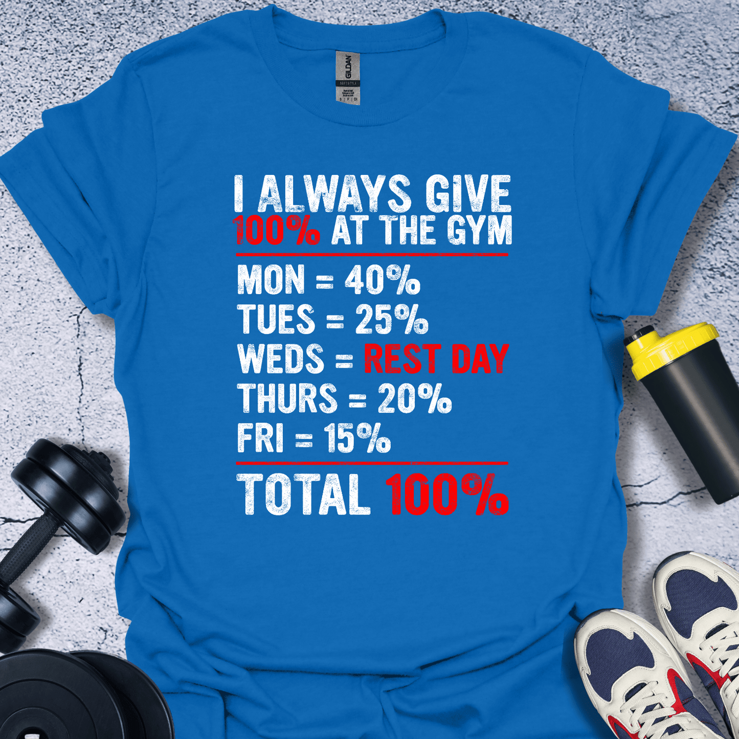 T-Shirt Royal / S 100% To Gym T-Shirt