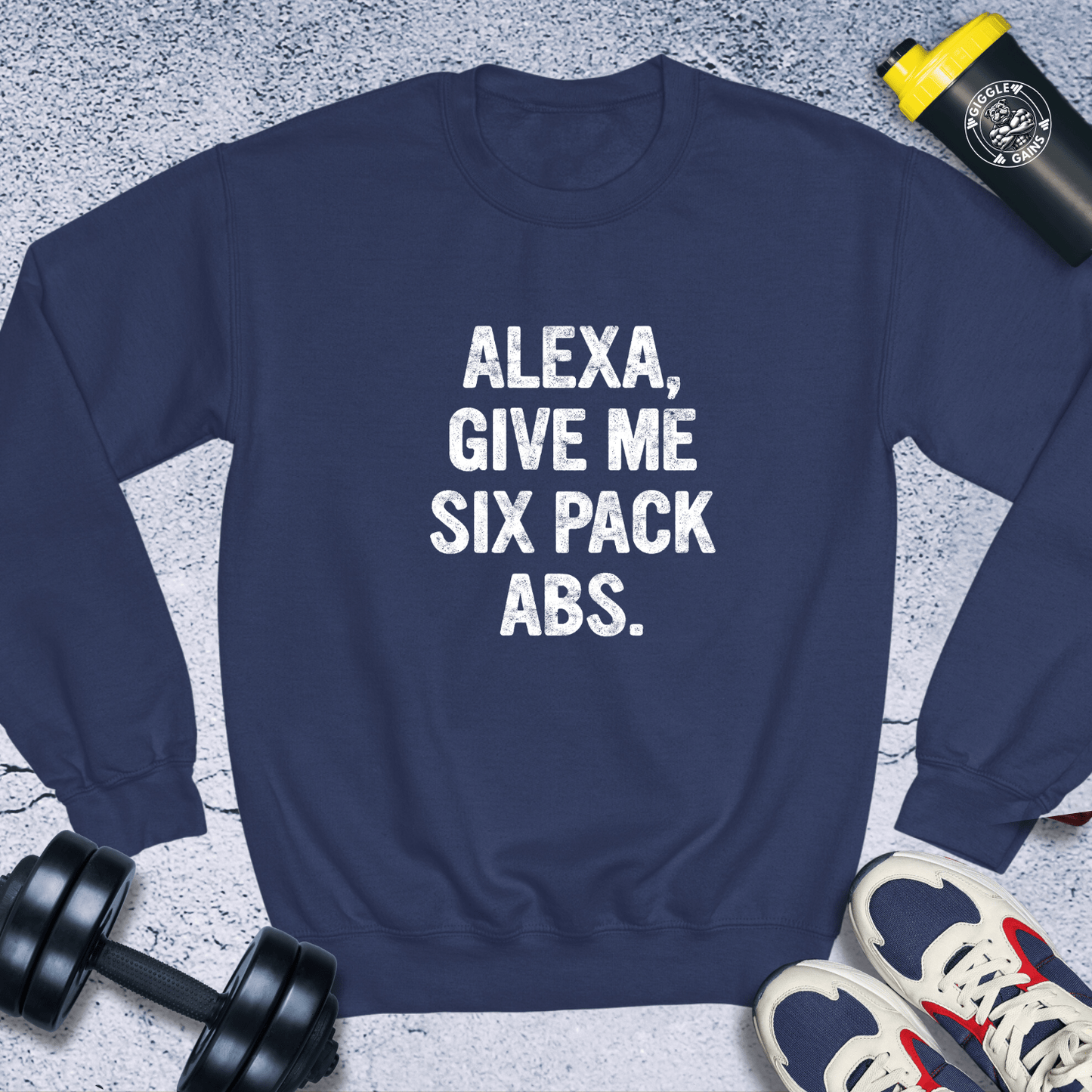 Sweatshirt Navy / S Alexa Give Me Six Pack Abs Crewneck