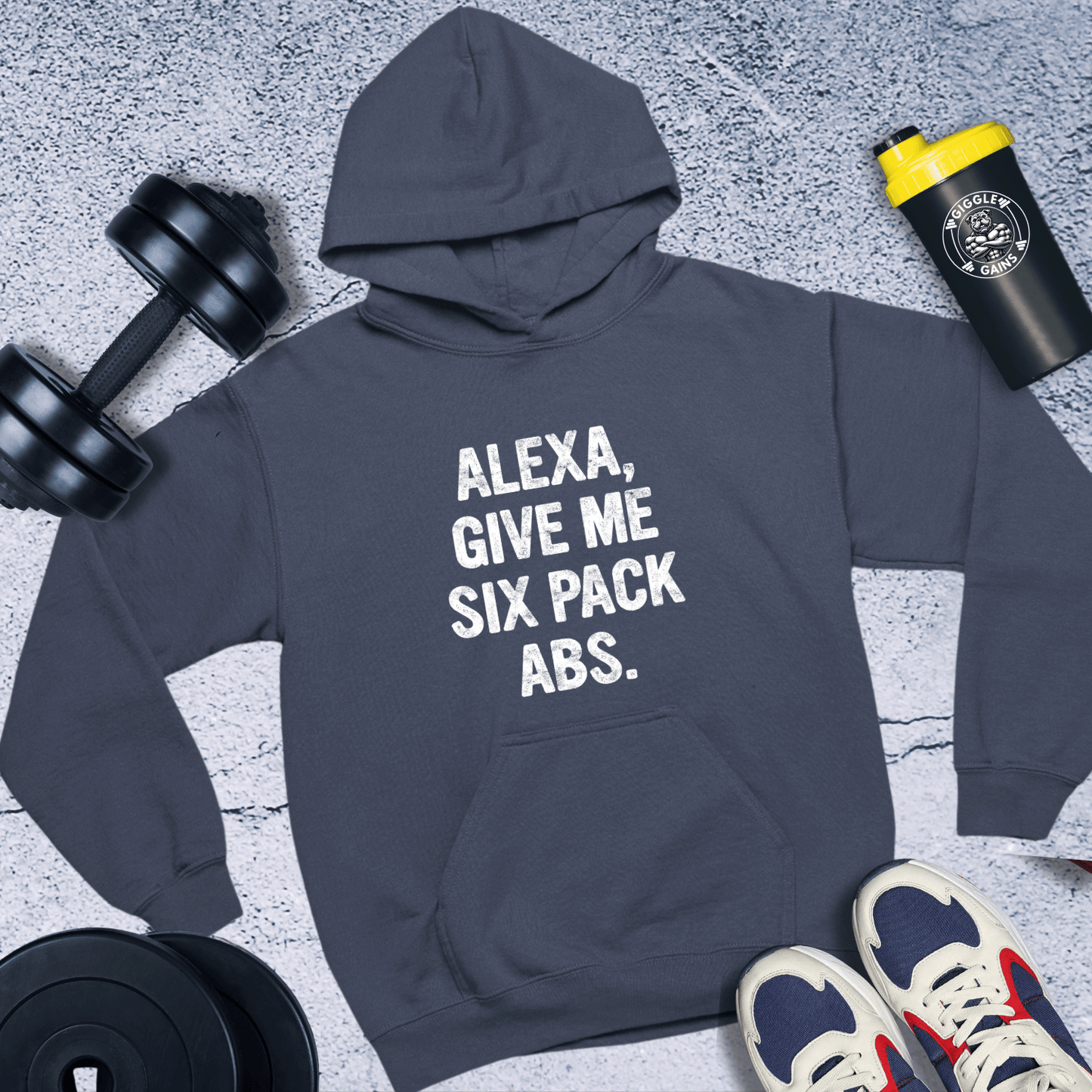 Hoodie Navy / S Alexa Give Me Six Pack Abs Hoodie