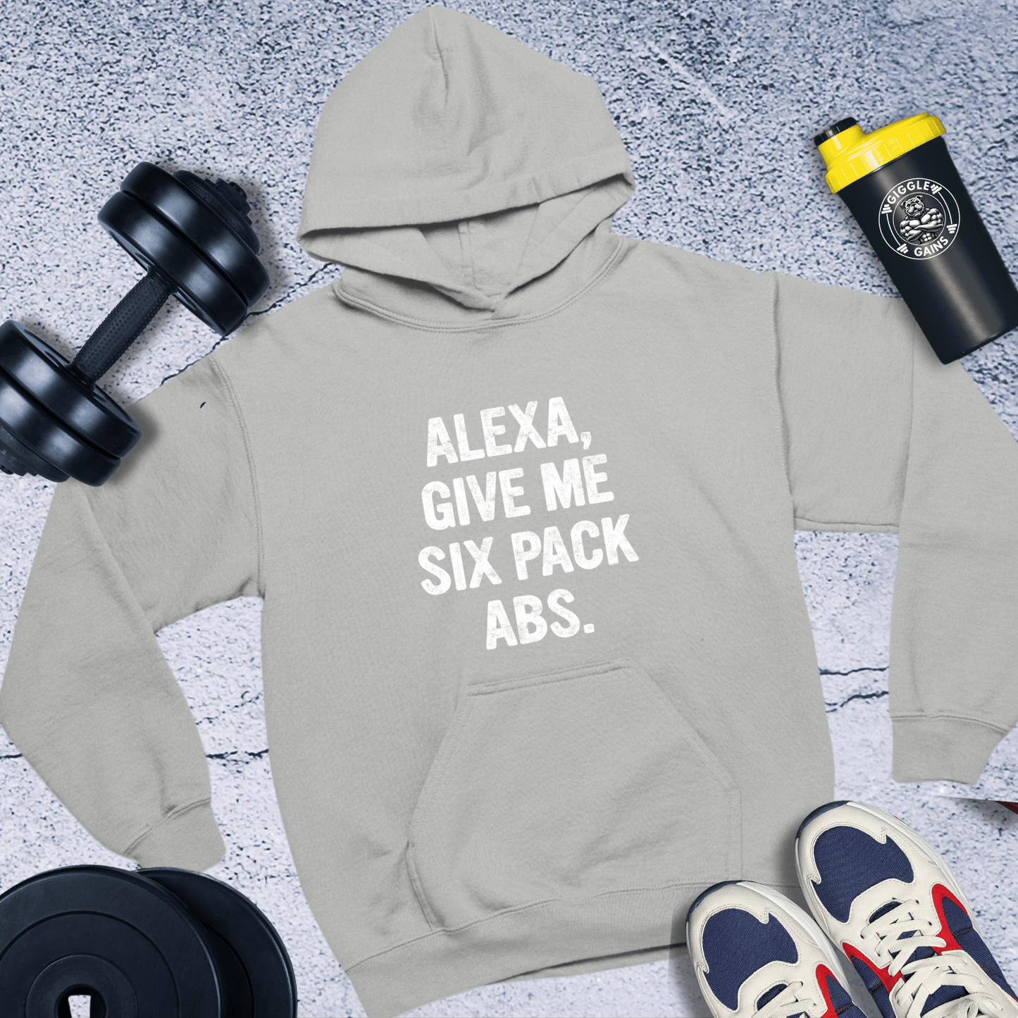 Hoodie Sport Grey / S Alexa Give Me Six Pack Abs Hoodie