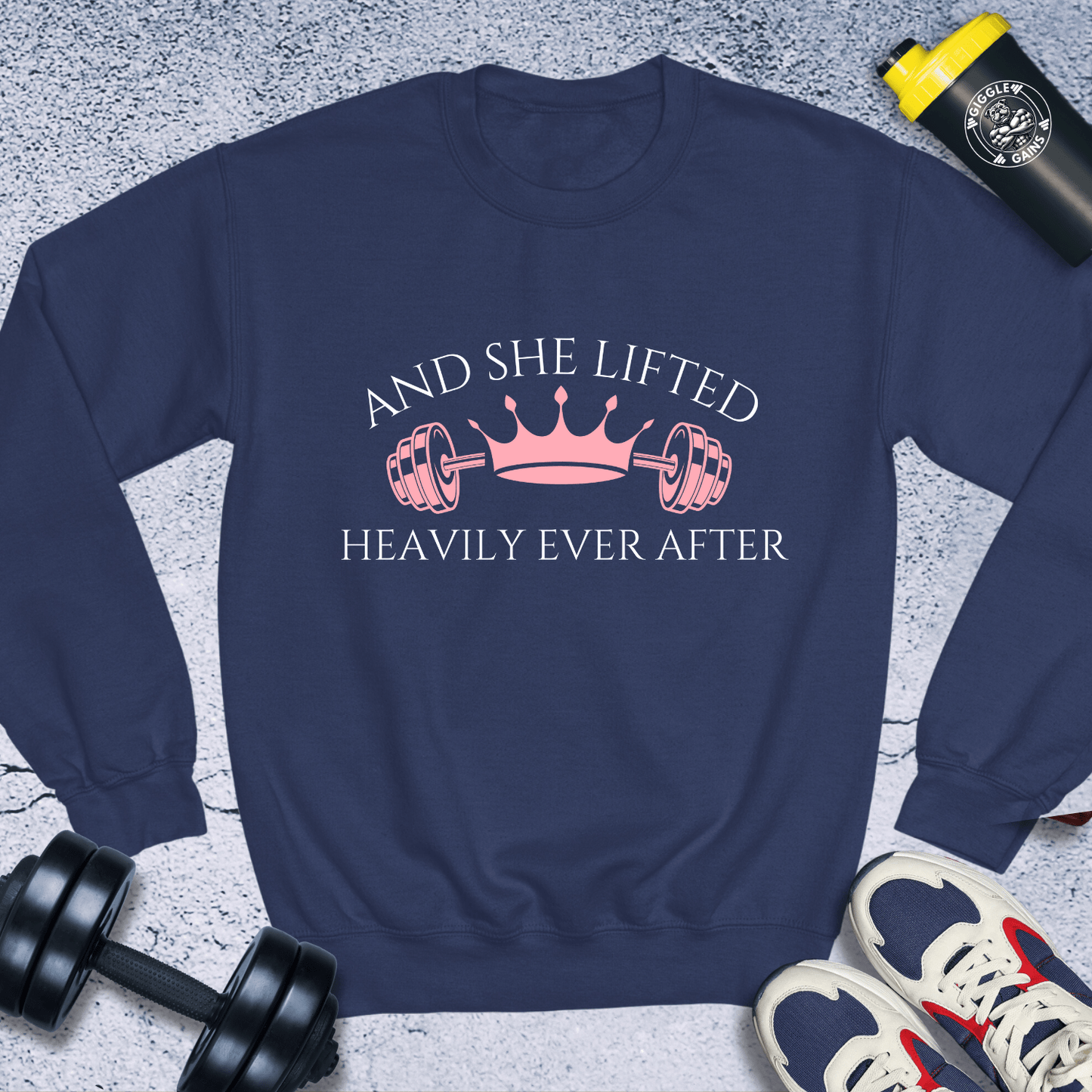 Sweatshirt Navy / S And She Lifted Heavily Ever After Crewneck