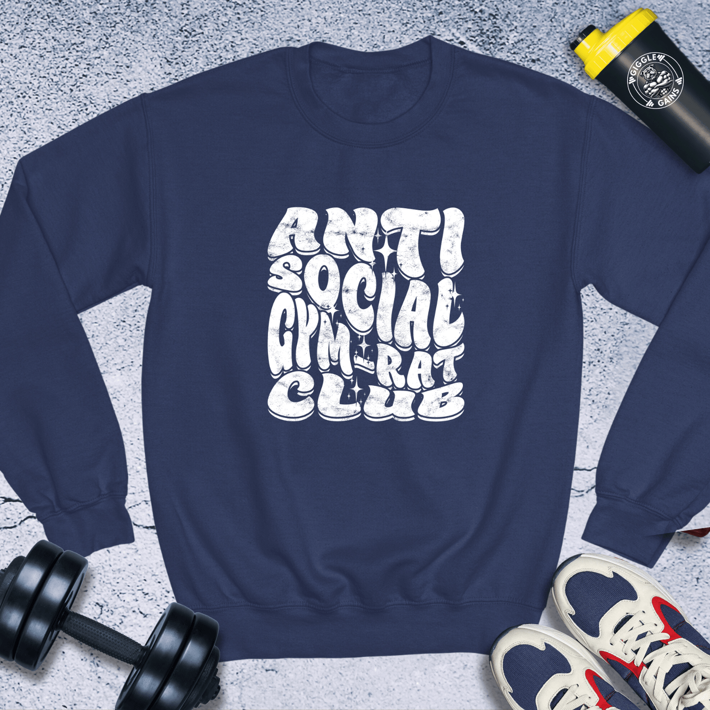 Sweatshirt Navy / S Anti Social Gym Rat Club Crewneck