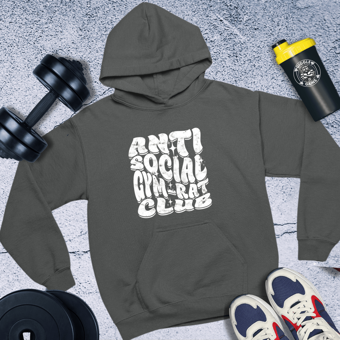 Hoodie Dark Heather / S Anti Social Gym Rat Club Hoodie