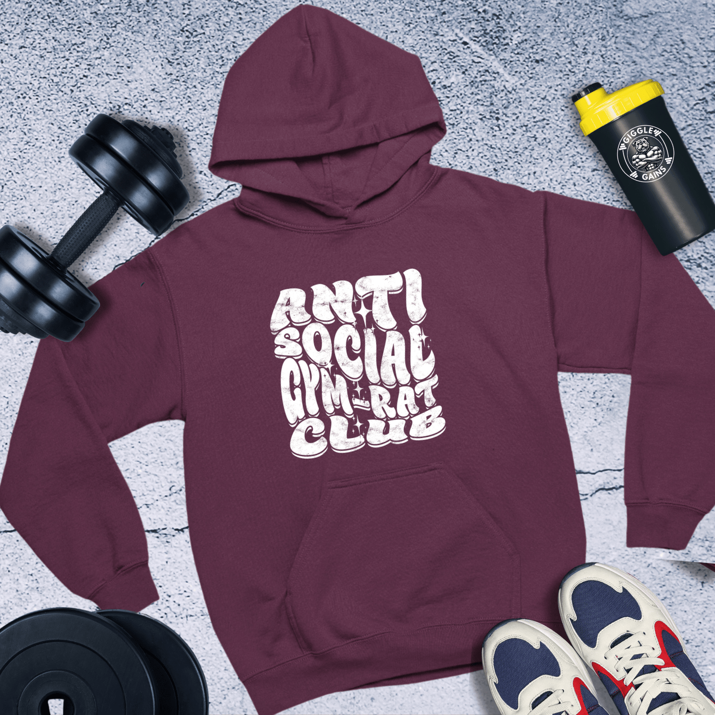 Hoodie Maroon / S Anti Social Gym Rat Club Hoodie