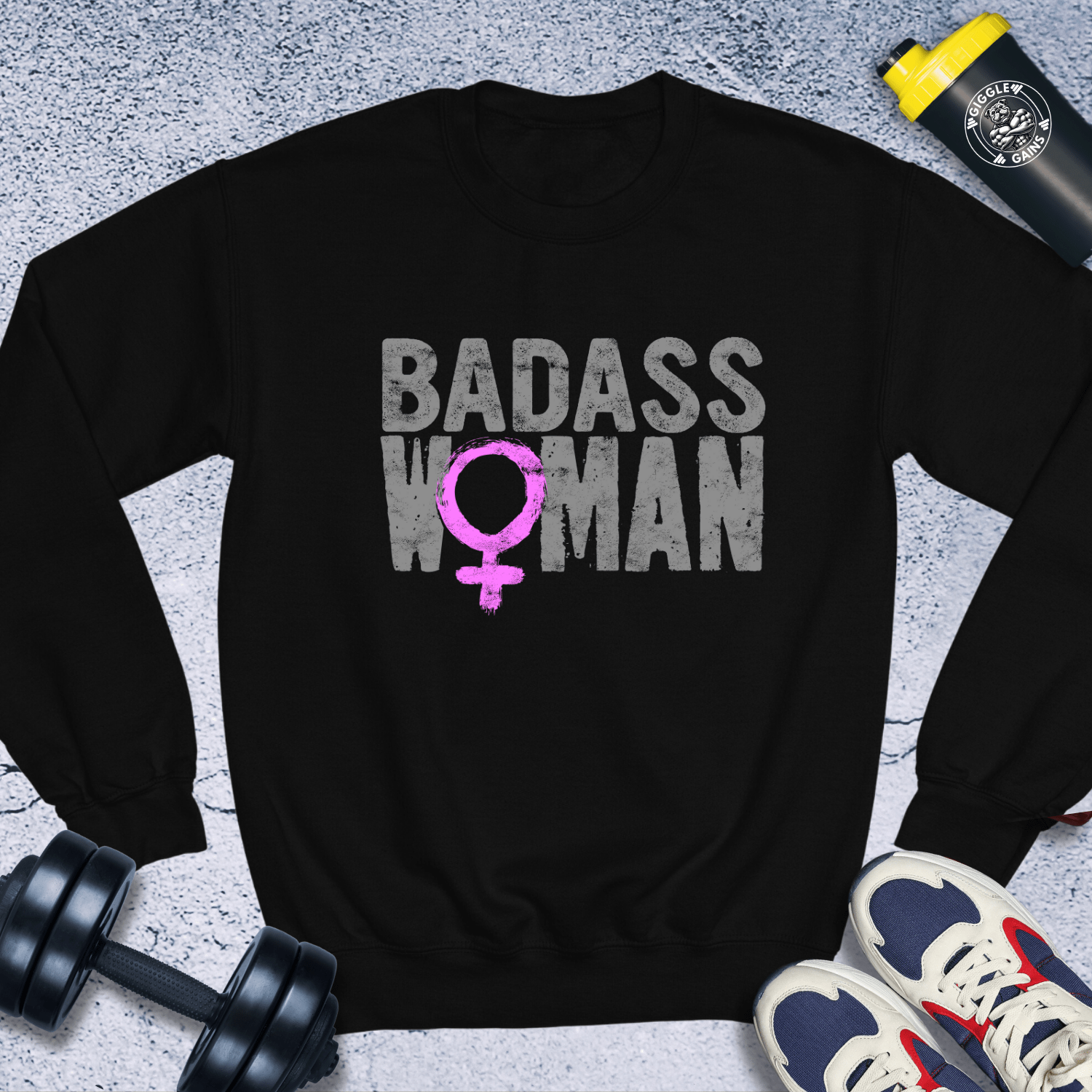 Sweatshirt Black / S Badass Woman Crewneck