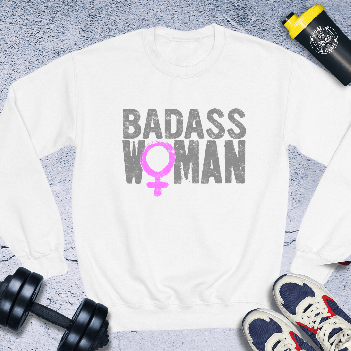 Sweatshirt White / S Badass Woman Crewneck