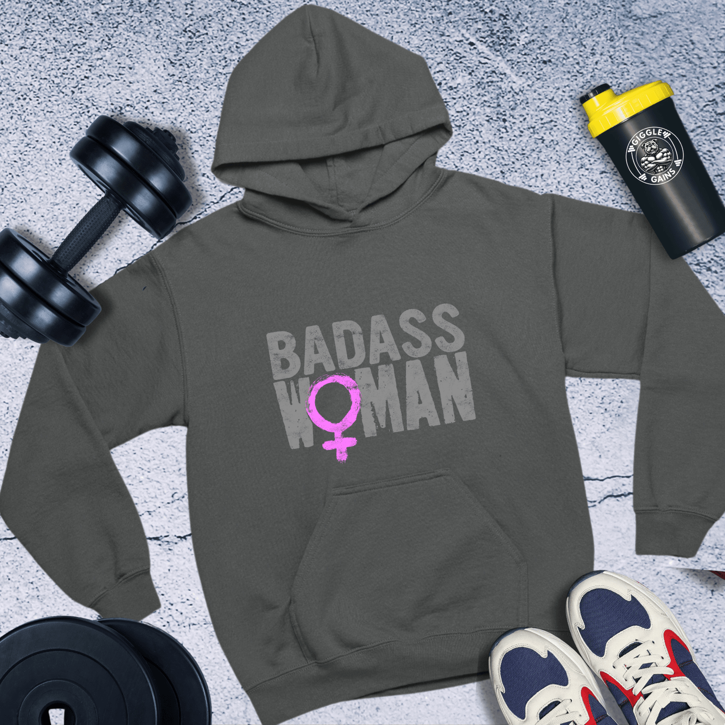 Hoodie Dark Heather / S Badass Woman Hoodie