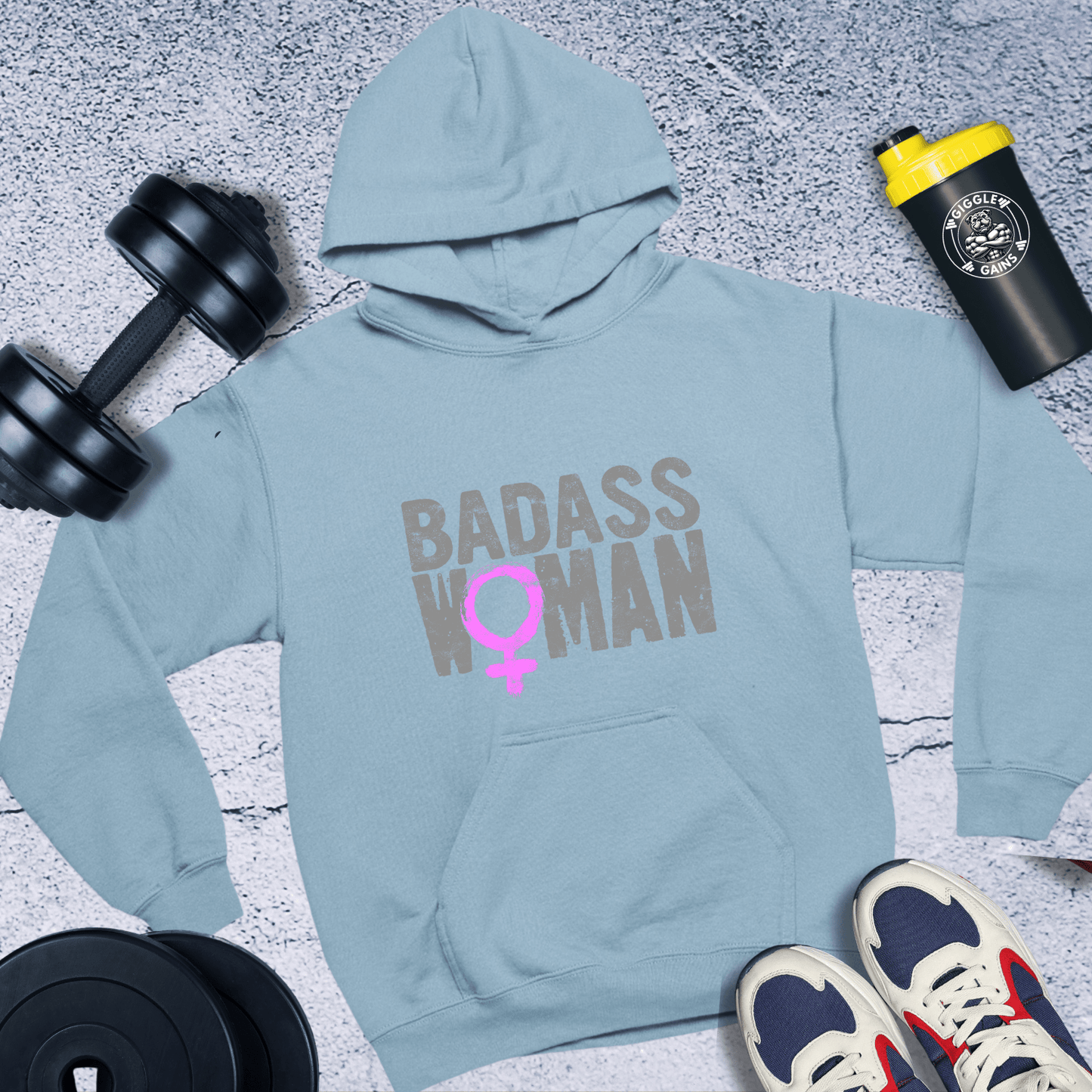 Hoodie Light Blue / S Badass Woman Hoodie