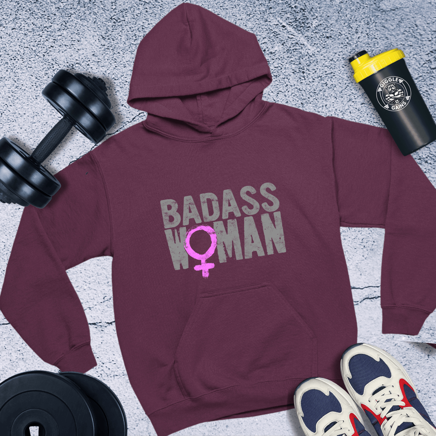 Hoodie Maroon / S Badass Woman Hoodie