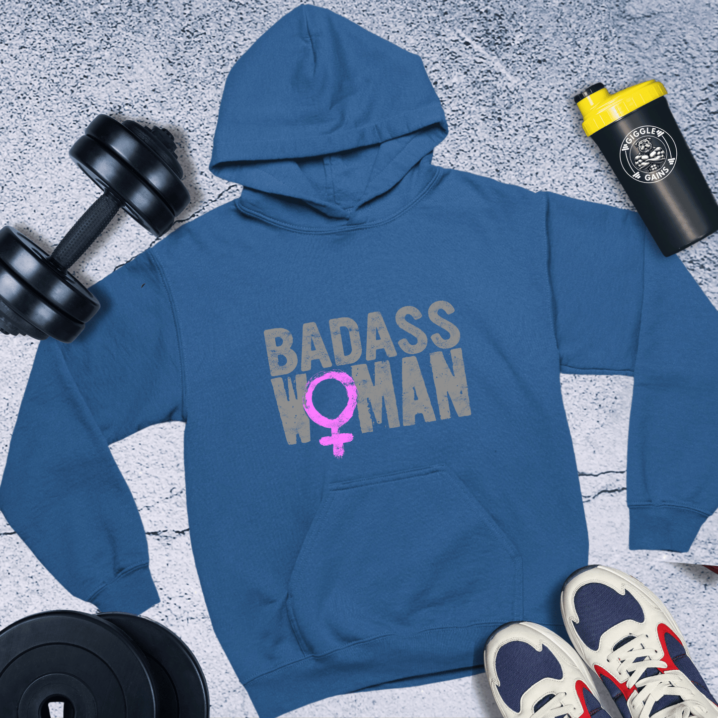 Hoodie Royal / S Badass Woman Hoodie