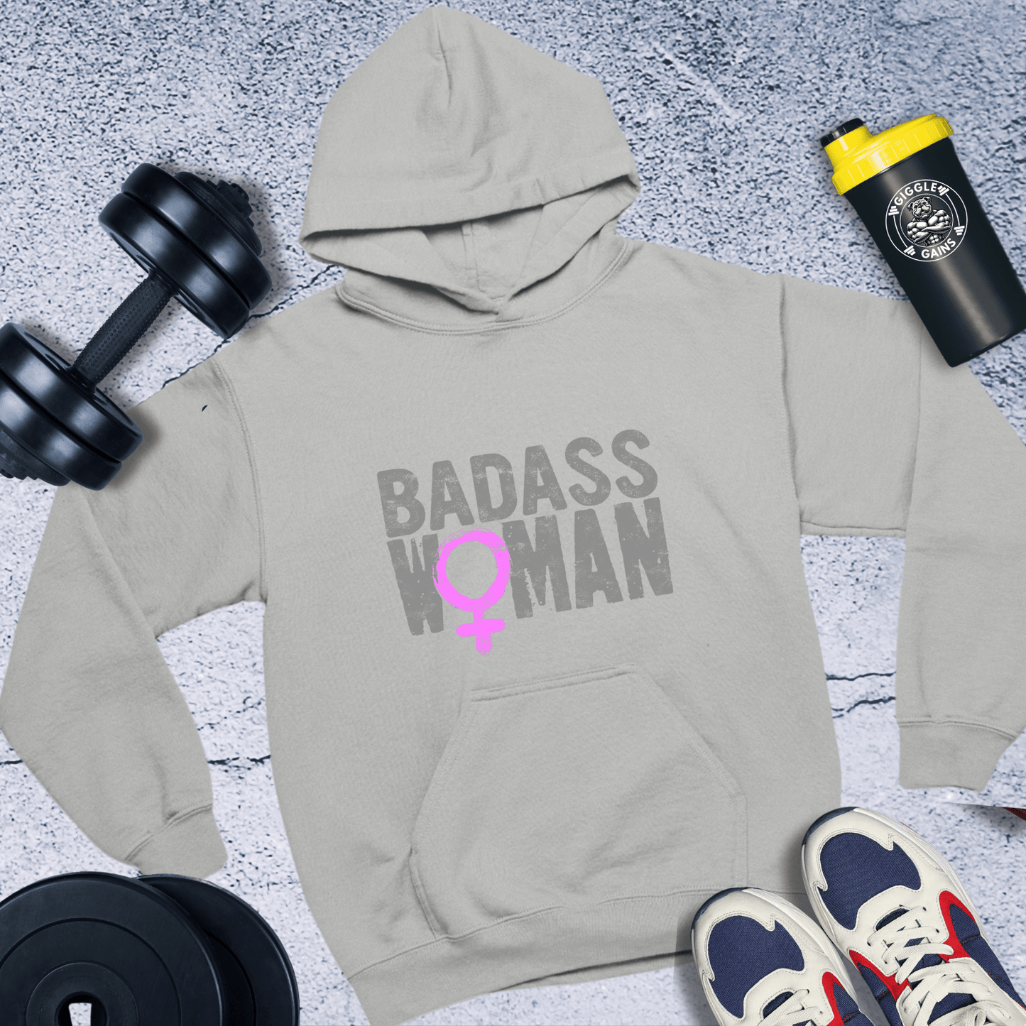 Hoodie Sport Grey / S Badass Woman Hoodie