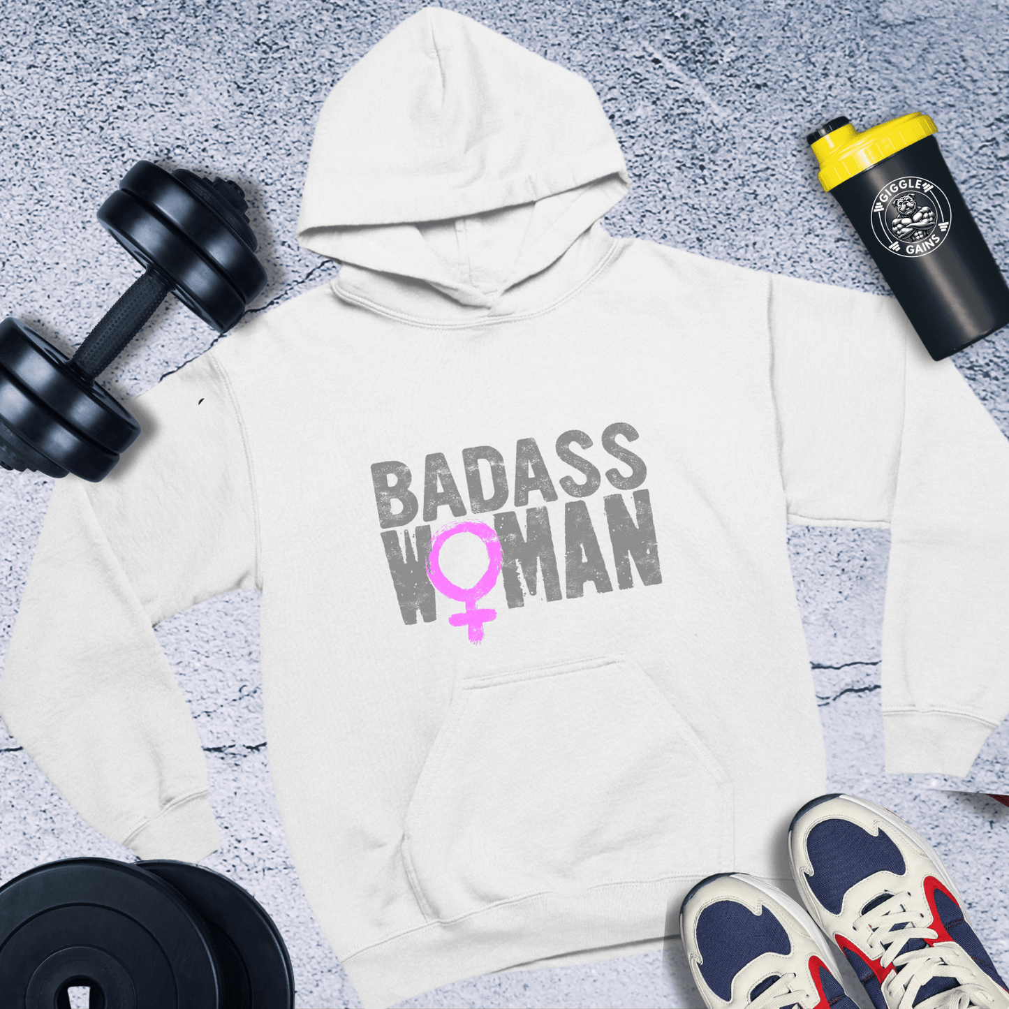 Hoodie White / S Badass Woman Hoodie