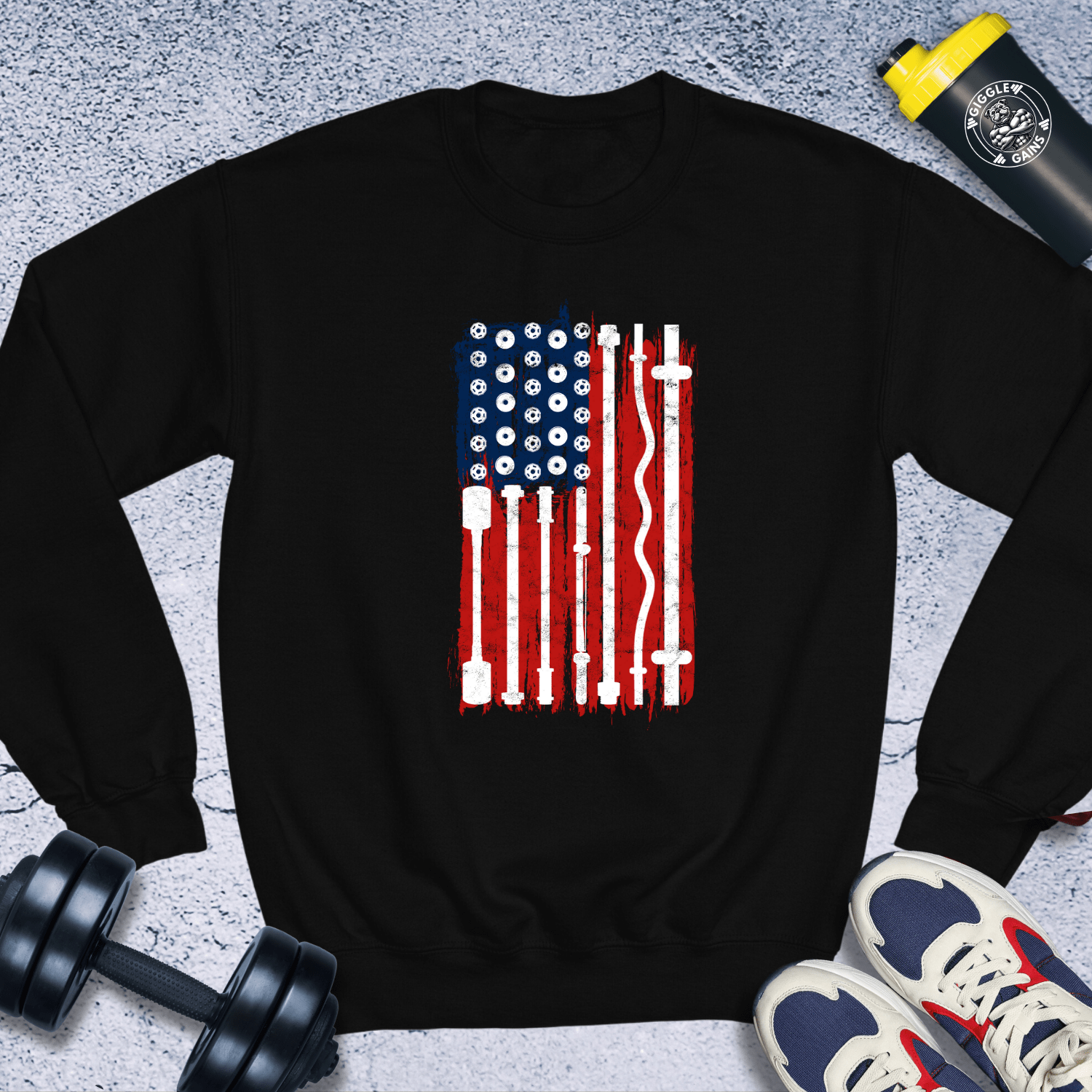 Sweatshirt Black / S Barbell Patriot Crewneck