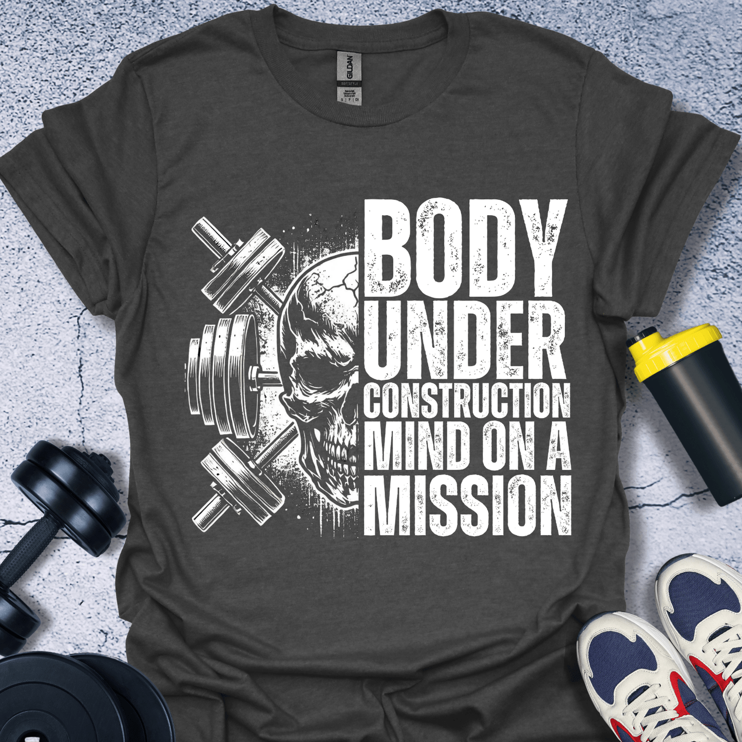 T-Shirt Dark Heather / S Body Under Construction Mind On A Mission T-Shirt