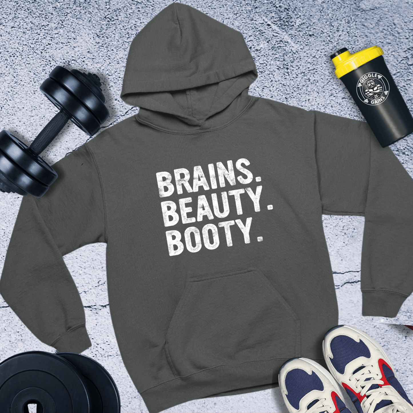 Hoodie Dark Heather / S Brains Beauty Booty Hoodie