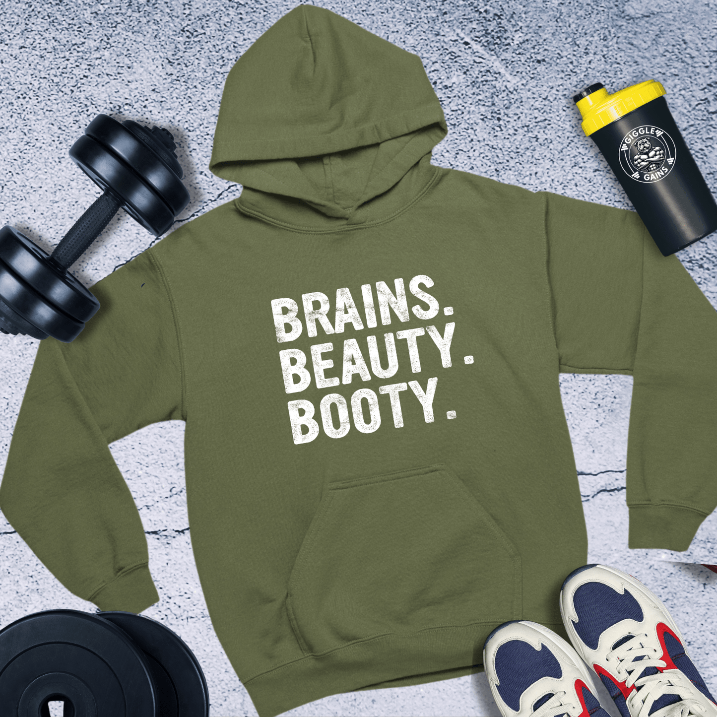 Hoodie Military Green / S Brains Beauty Booty Hoodie