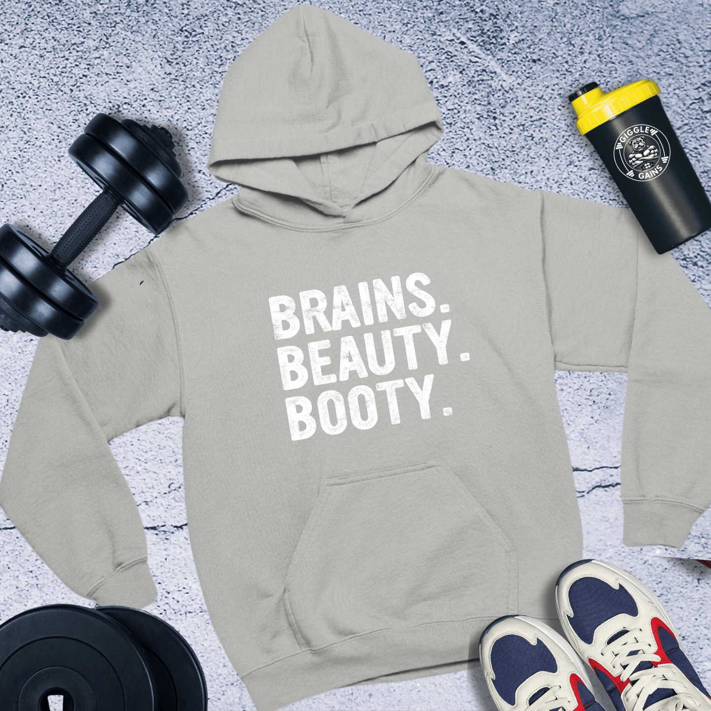 Hoodie Sport Grey / S Brains Beauty Booty Hoodie