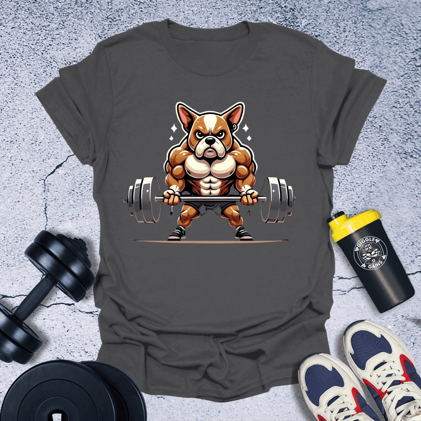 T-Shirt Dark Heather / S Bulldog Lifting T-Shirt