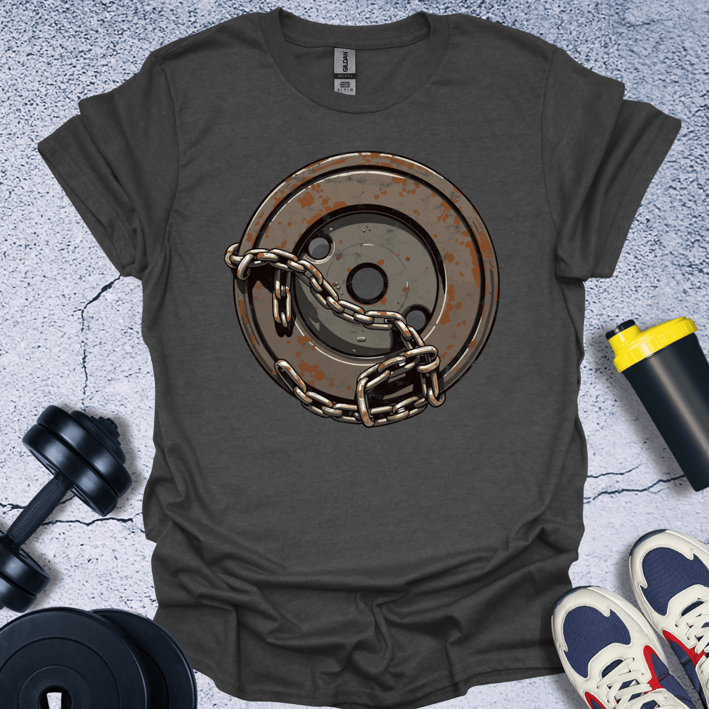 T-Shirt Dark Heather / S Bumper Plate With Chain T-Shirt