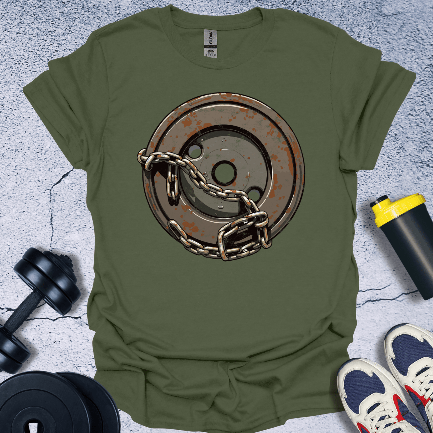 T-Shirt Military Green / S Bumper Plate With Chain T-Shirt