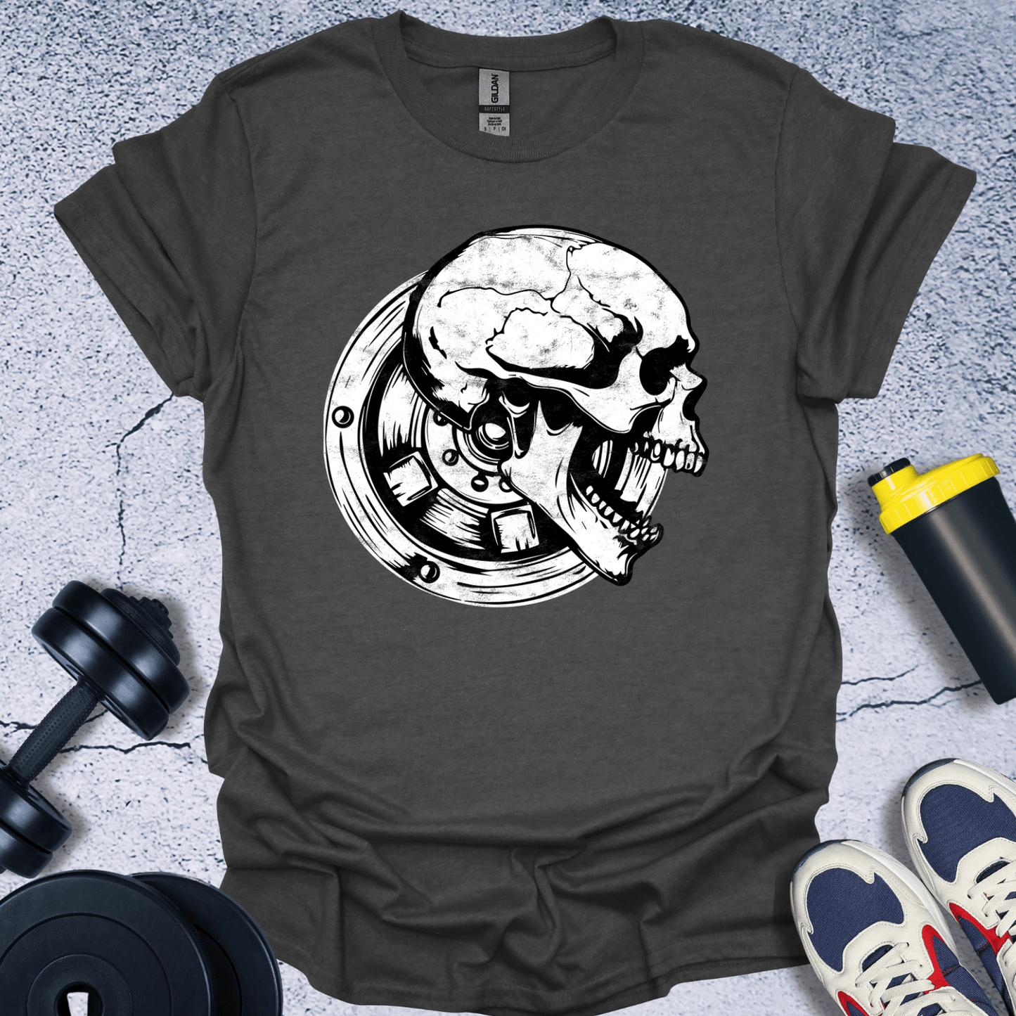 T-Shirt Dark Heather / S Bumper Plates In Skull T-Shirt