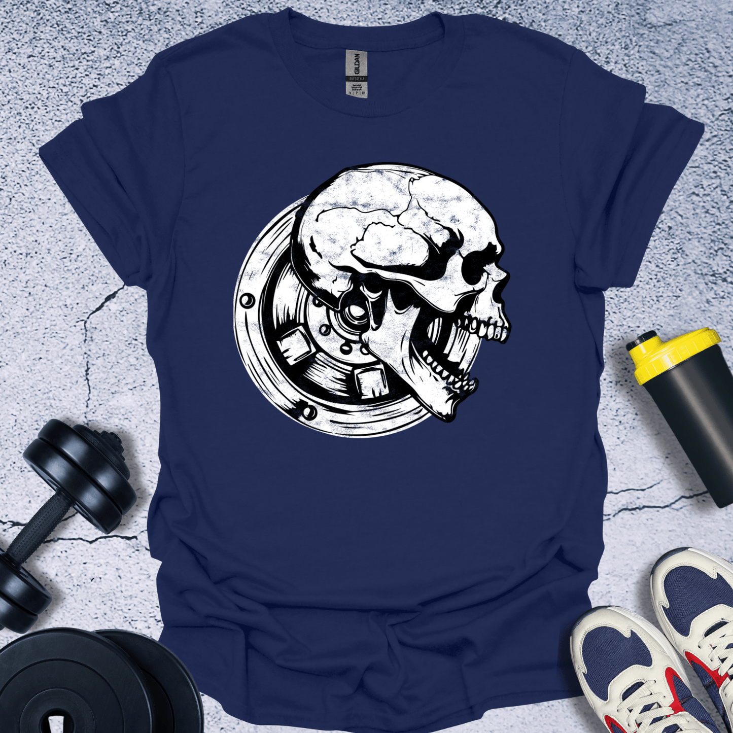 T-Shirt Navy / S Bumper Plates In Skull T-Shirt