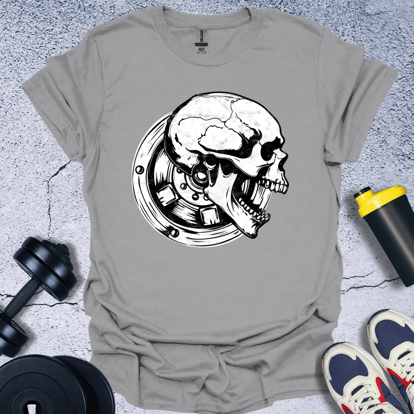 T-Shirt Sport Grey / S Bumper Plates In Skull T-Shirt