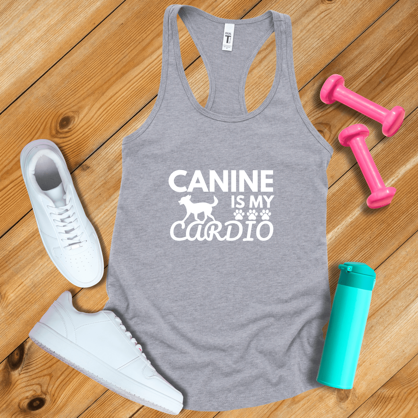 Tank Top Heather Grey / S Canine Is My Cardio Tank Top