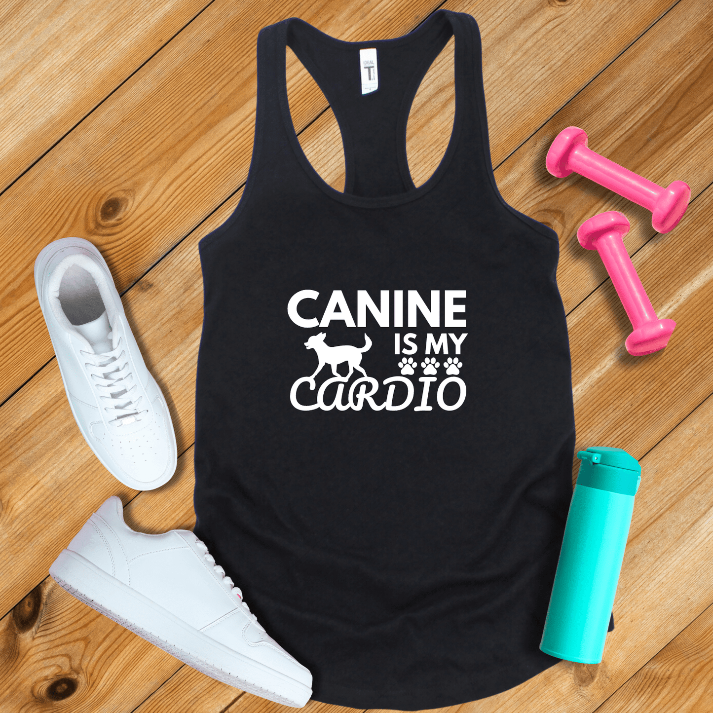 Tank Top Solid Black / XS Canine Is My Cardio Tank Top