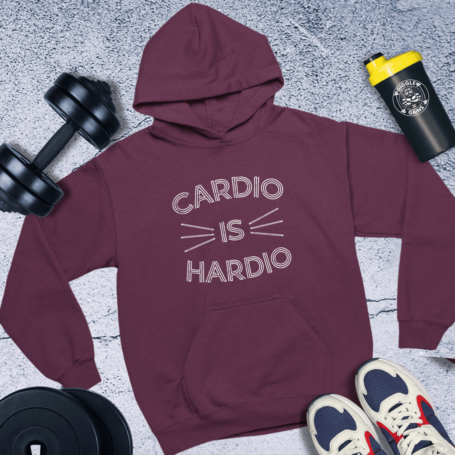 Hoodie Maroon / S Cardio Is Hardio Hoodie