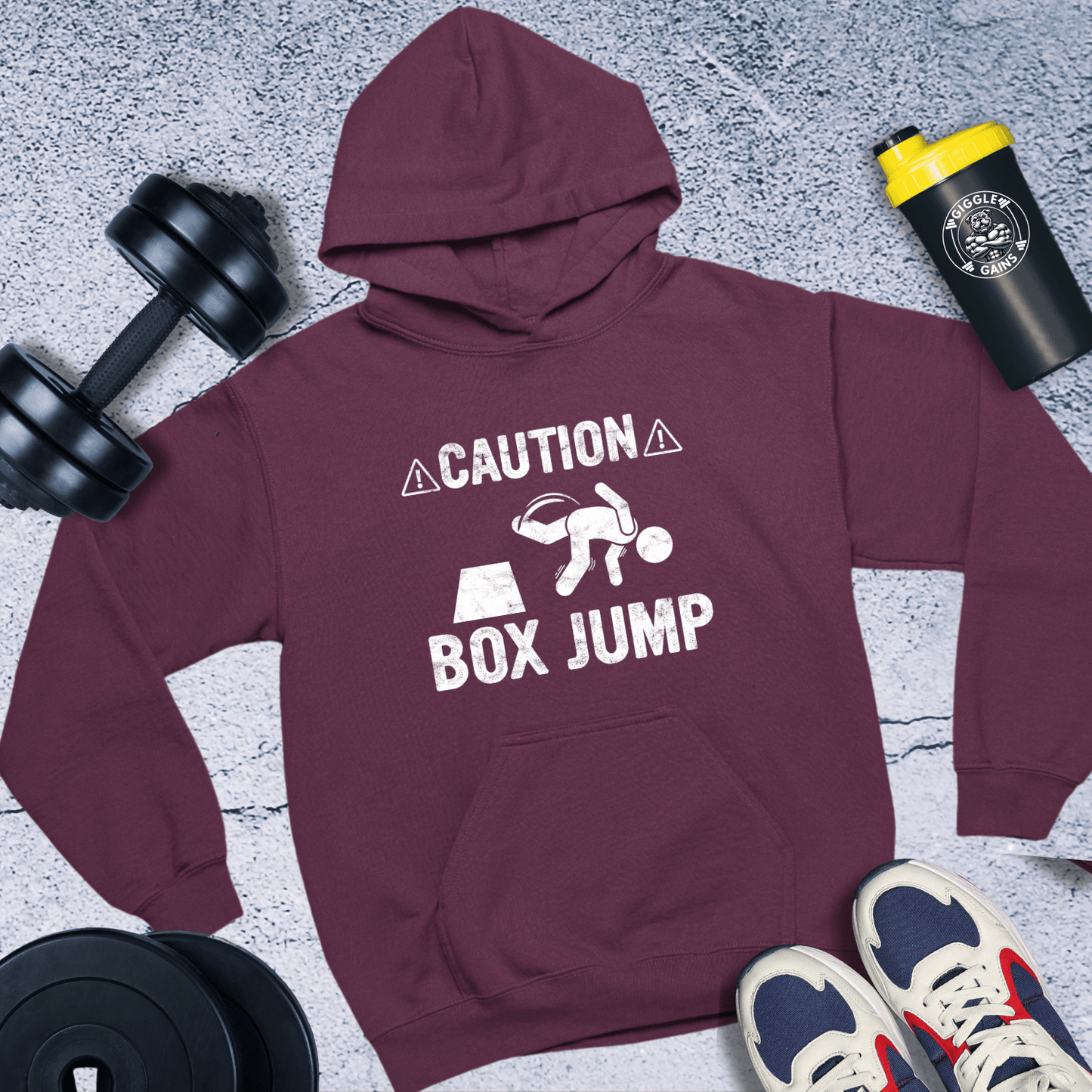 Hoodie Maroon / S Caution Box Jump Hoodie