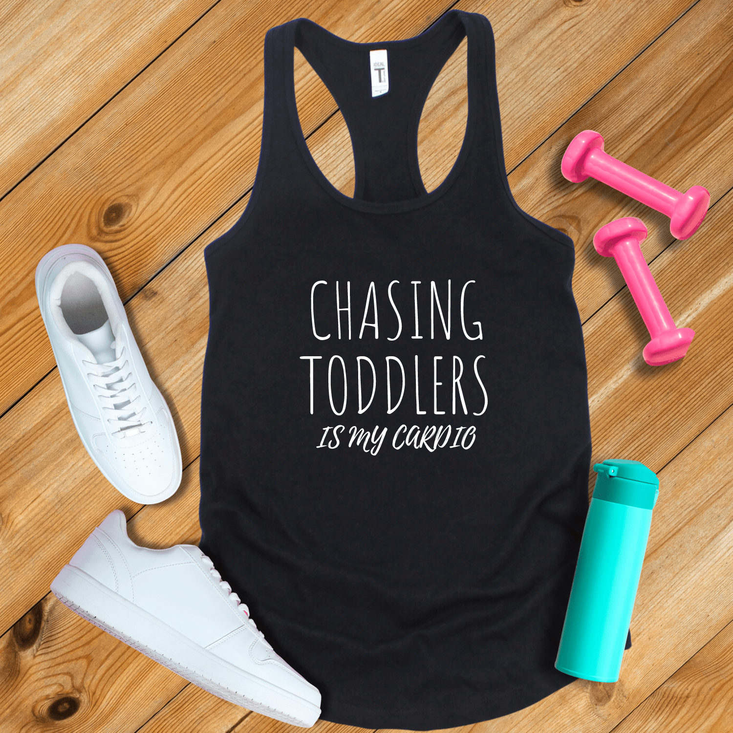 Tank Top Solid Black / XS Chasing Toddlers Is My Cardio Tank Top