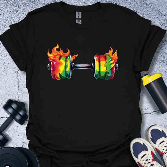 T-Shirt Black / S Colorful Fire Dumbbell T-Shirt