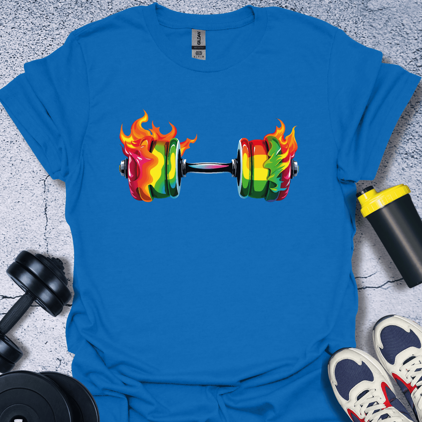 T-Shirt Royal / S Colorful Fire Dumbbell T-Shirt