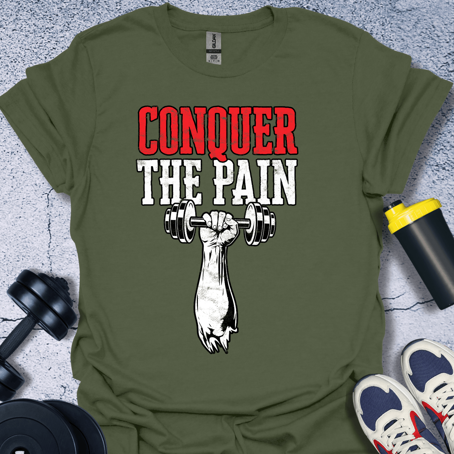 T-Shirt Military Green / S Conquer The Pain T-Shirt