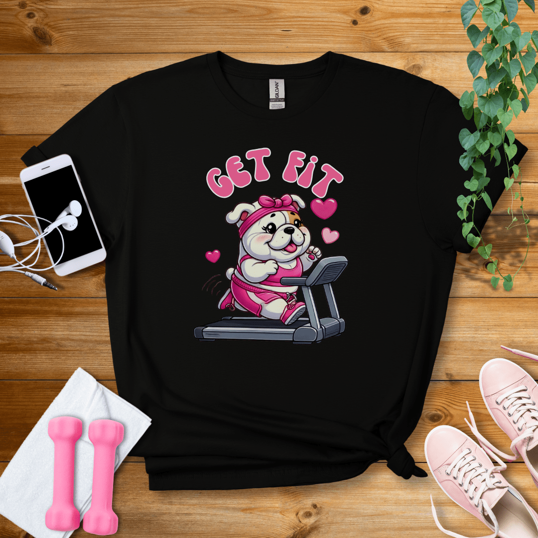 T-Shirt Black / S Cute Bulldog Get Fit T-Shirt