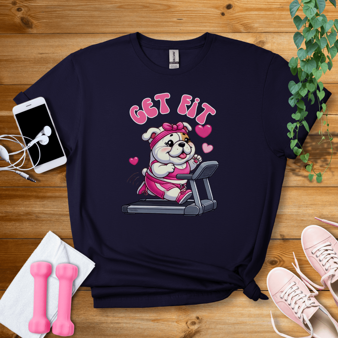 T-Shirt Navy / S Cute Bulldog Get Fit T-Shirt