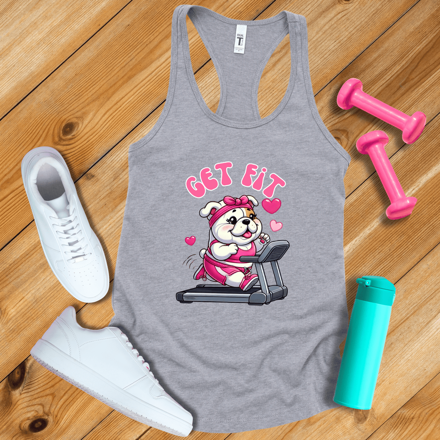 Tank Top Heather Grey / S Cute Bulldog Get Fit Tank Top