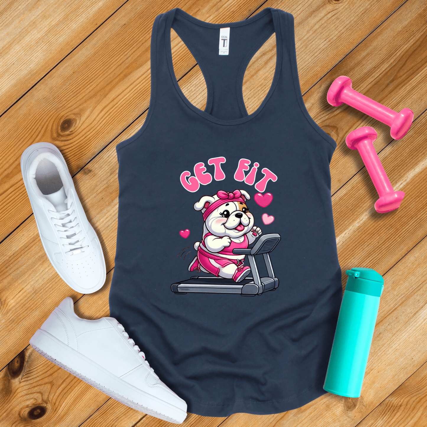 Tank Top Solid Midnight Navy / XS Cute Bulldog Get Fit Tank Top