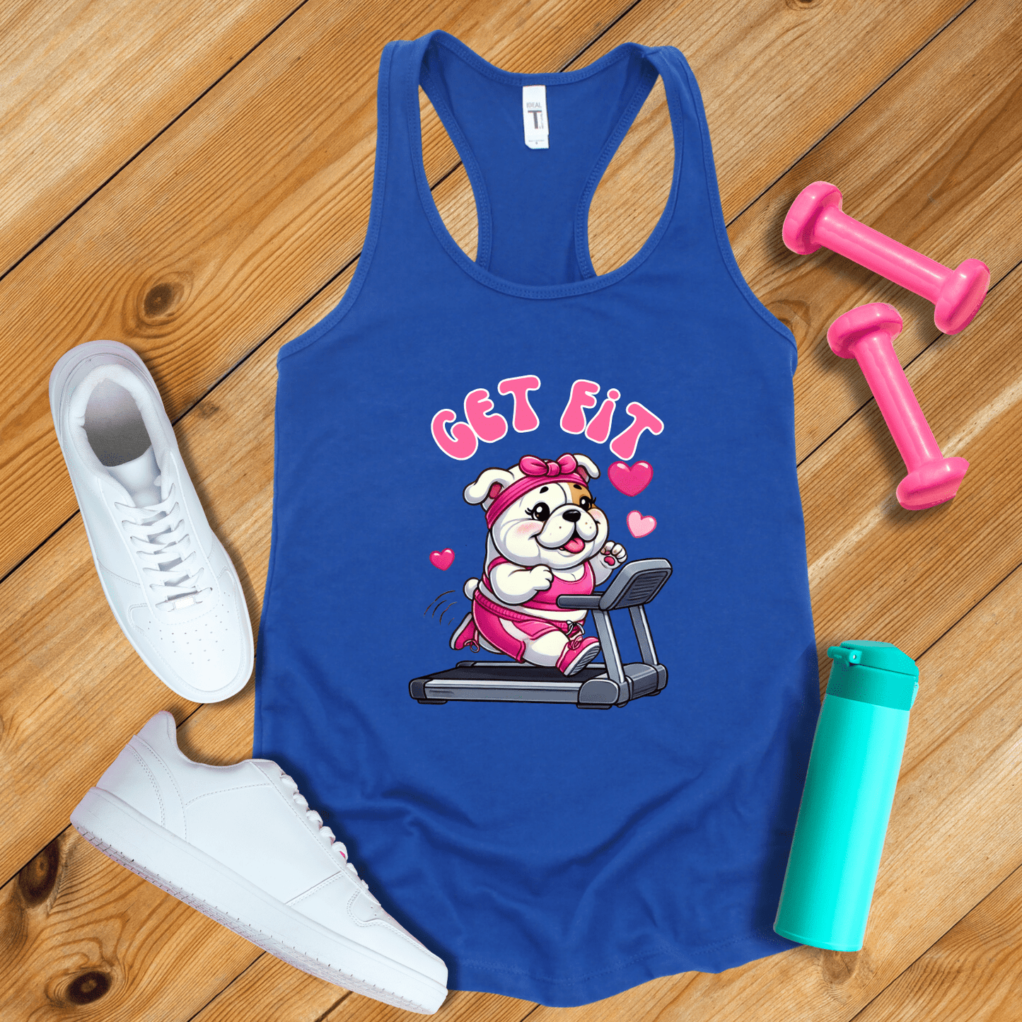 Tank Top Solid Royal / S Cute Bulldog Get Fit Tank Top