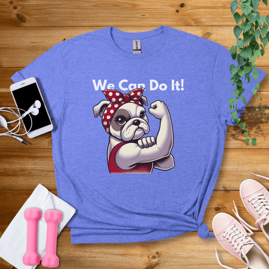 T-Shirt Heather Royal / S Cute Bulldog We Can Do It T-Shirt