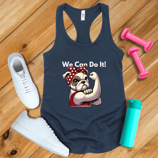 Tank Top Solid Midnight Navy / XS Cute Bulldog We Can Do It Tank Top