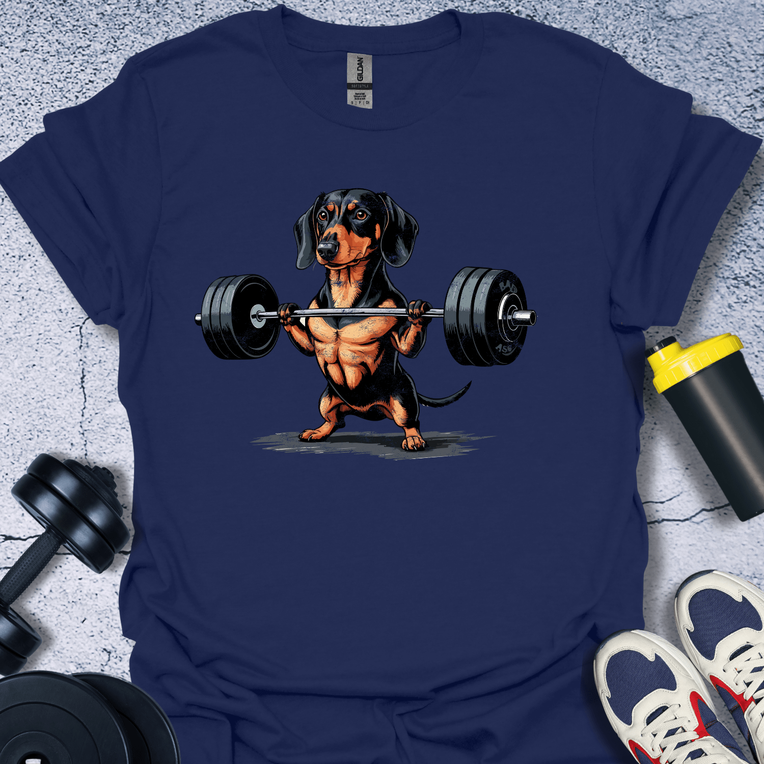 T-Shirt Navy / S Dachshund Lifting T-Shirt