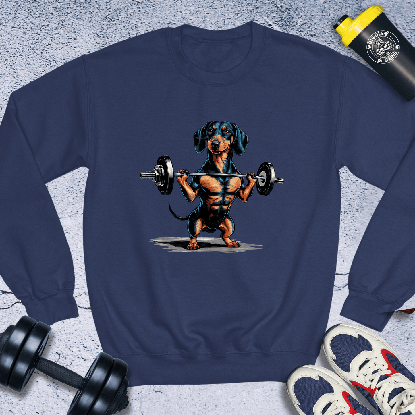 Sweatshirt Navy / S Dachshund Weightlifting Crewneck