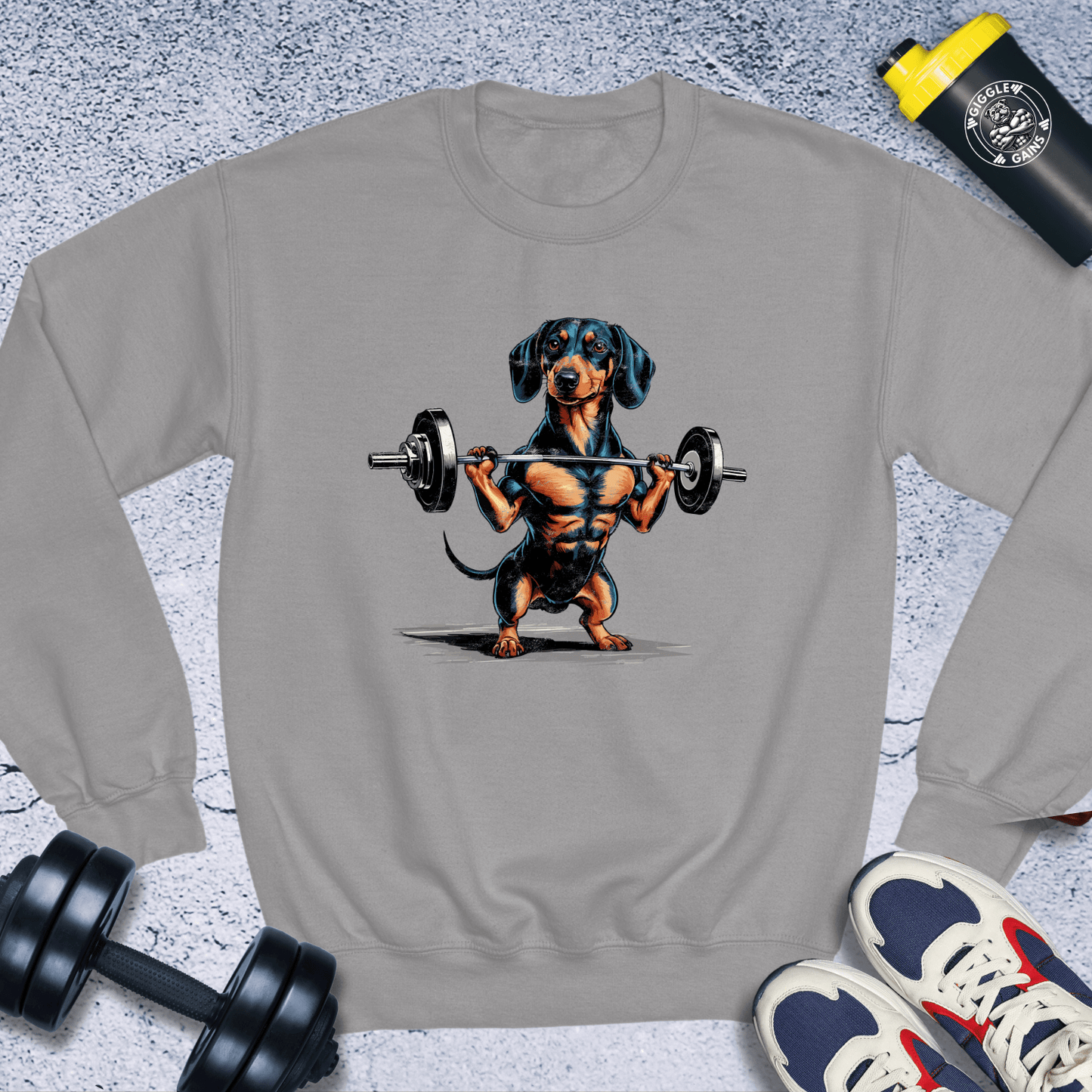 Sweatshirt Sport Grey / S Dachshund Weightlifting Crewneck