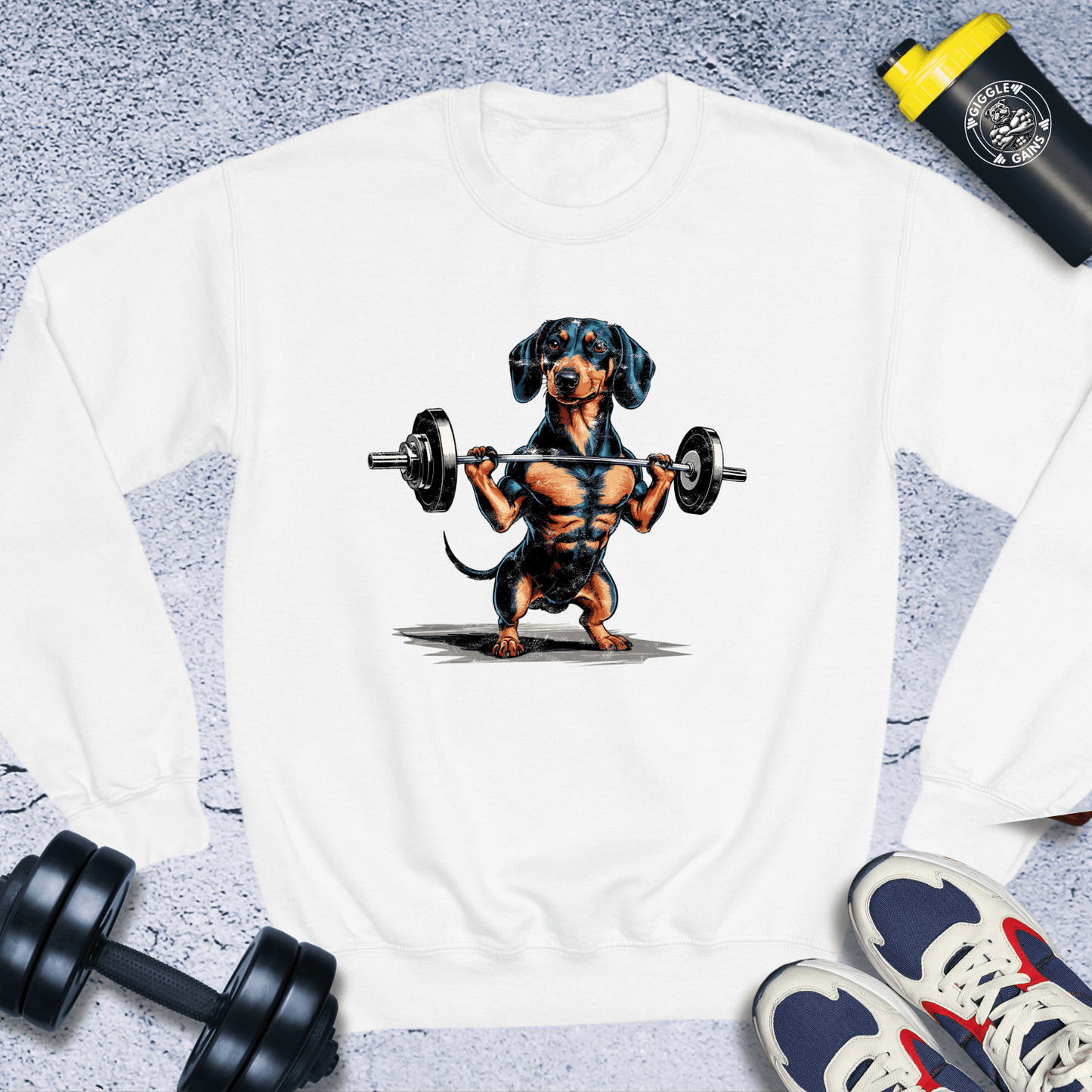 Sweatshirt White / S Dachshund Weightlifting Crewneck