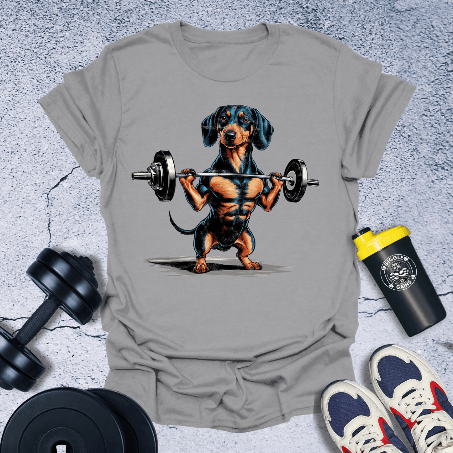 T-Shirt Sport Grey / S Dachshund Weightlifting T-Shirt