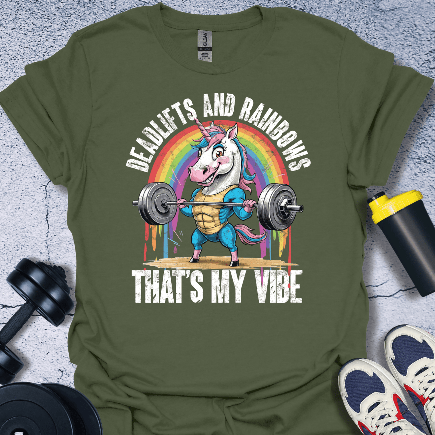 T-Shirt Military Green / S Deadlifts And Rainbows T-Shirt