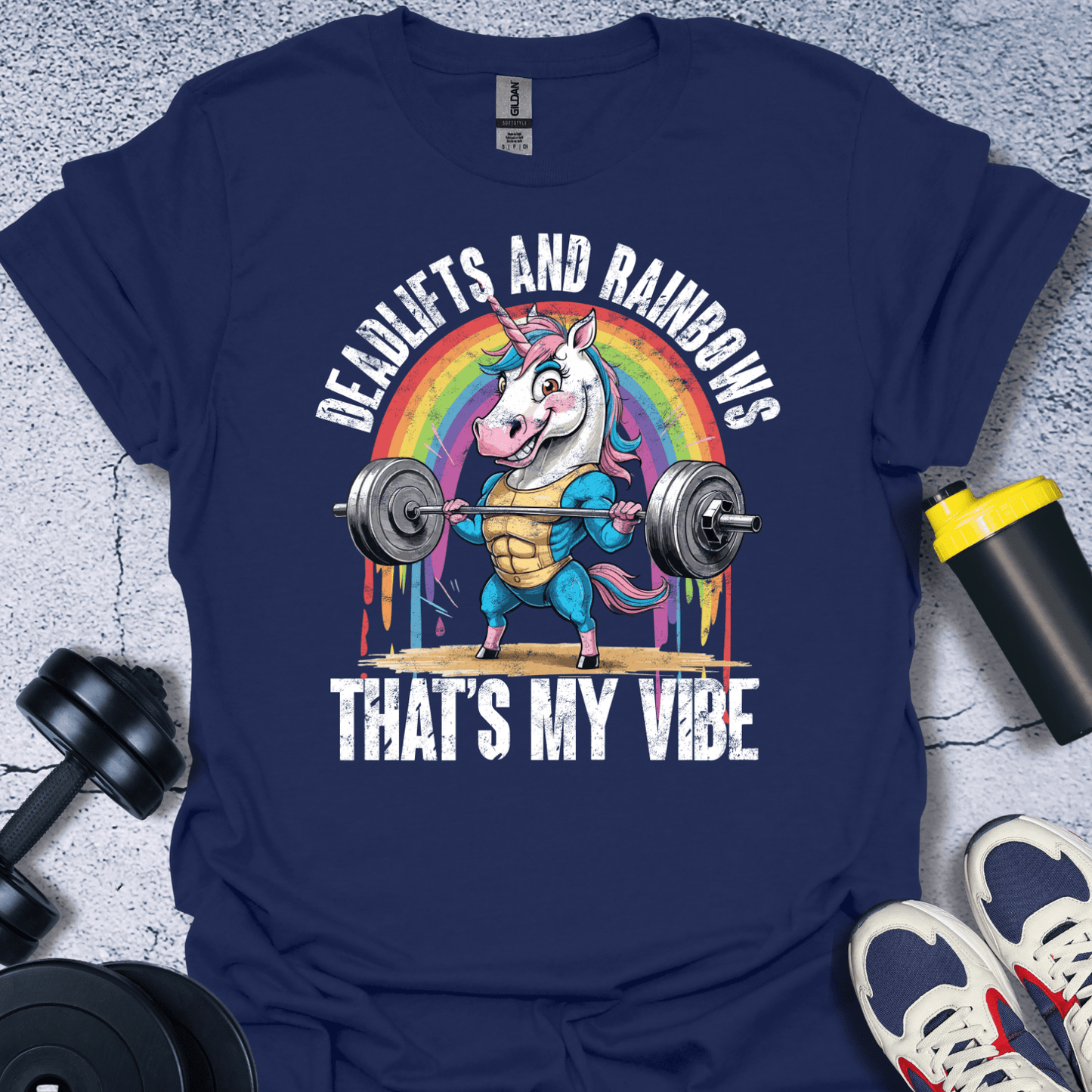 T-Shirt Navy / S Deadlifts And Rainbows T-Shirt